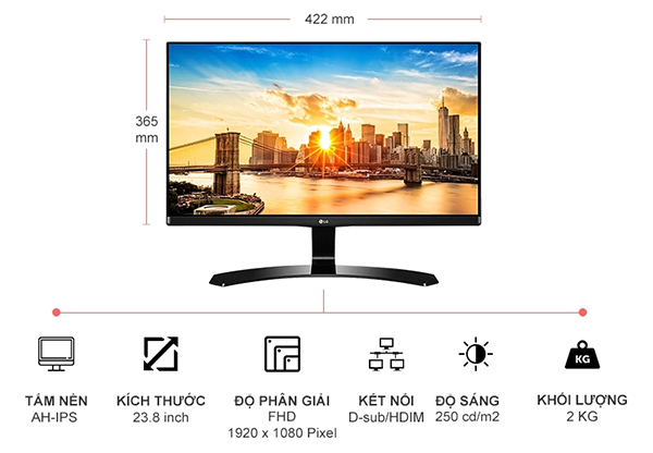 màn hình LG 24MP68VQ-P LED IPS