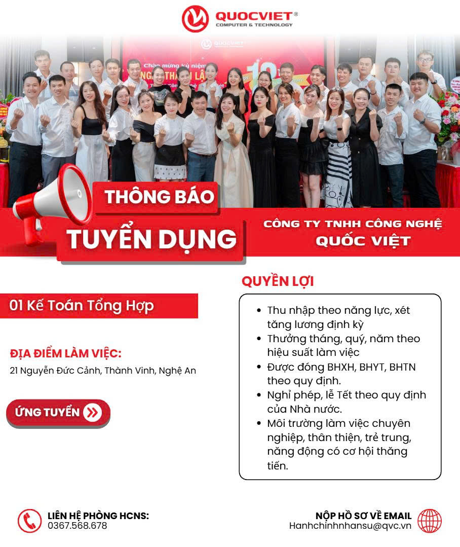 [TUYỂN DỤNG] KẾ TOÁN TỔNG HỢP
