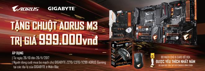 Mua BMC GIGABYTE Z270/Z370/X299 GAMING tặng ngay Chuột Gaming cao cấp GA AOSRUS M3 trị giá 999.000 VNĐ.