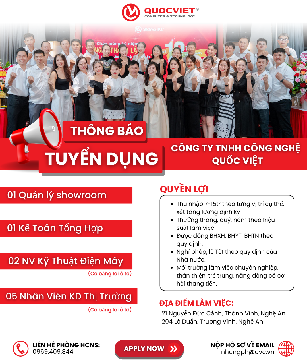 THÔNG BÁO TUYỂN DỤNG
