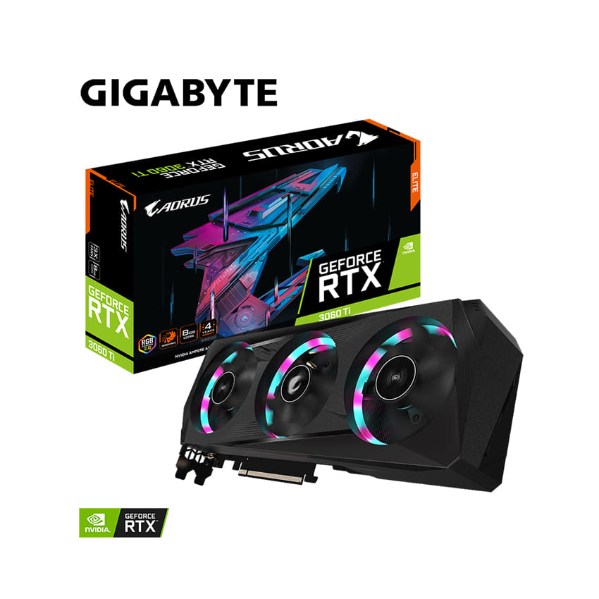 VGA GIGABYTE AORUS GeForce RTX 3060 Ti ELITE 8G 2.0 (GV-N306TAORUS E-8GD)