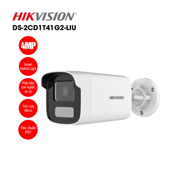 Camera IP Hikvision thân 4MP DS-2CD1T41G2-LIU HN 50m có mic
