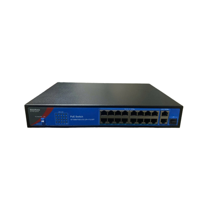 Bộ chia mạng POE Sinic SN-3116POE 16 Port 10/100mps, 2 cổng uplink 1000mps
