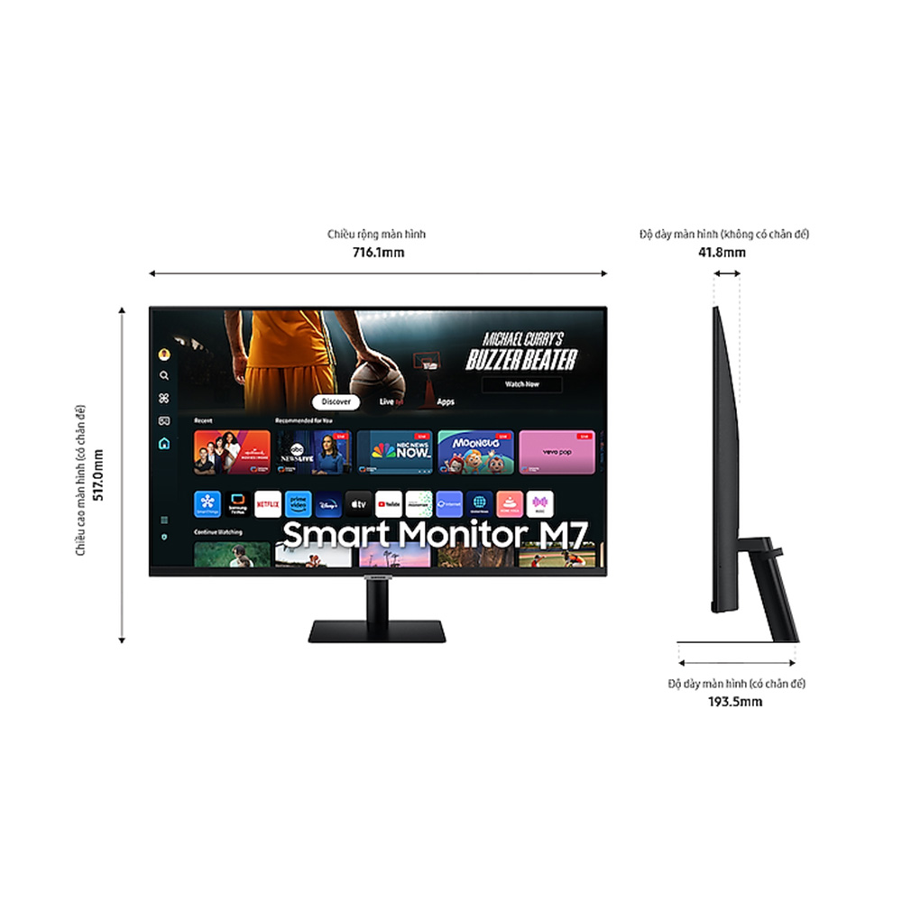 Màn Hình SAMSUNG M7 M70D LS32DM700UEXXV (32 inch - VA - 4K - 4ms - 60Hz - Speaker)
