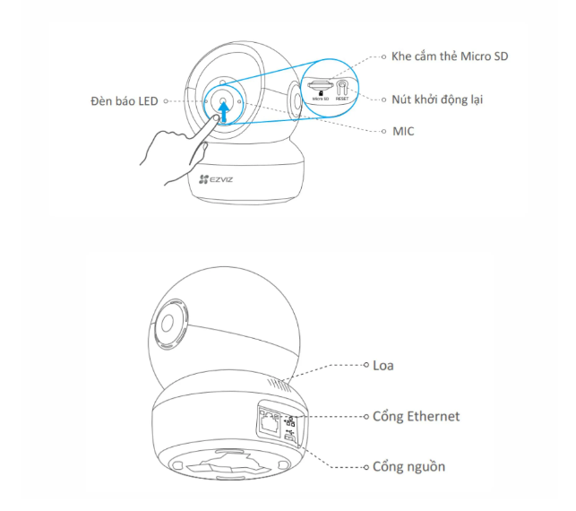 Camera EZVIZ H6C Pro 3MP 2K W1 Color Wifi quay quét 360 độ trong nhà, có màu ban đêm