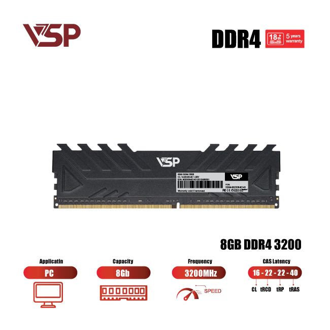 Bộ nhớ trong VSP 8GB DDR4 3200 tản nhiệt