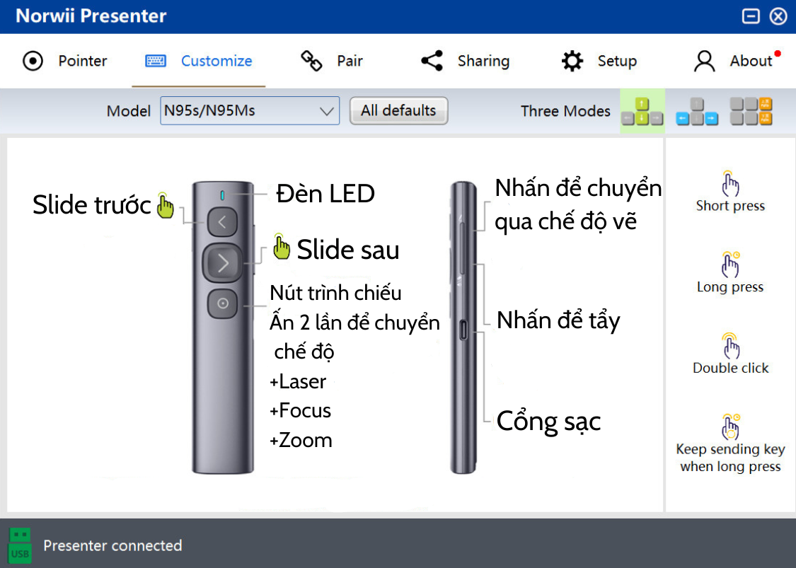 Bút trình chiếu kỹ thuật số dùng cho màn hình Led Norwii N95S Pro