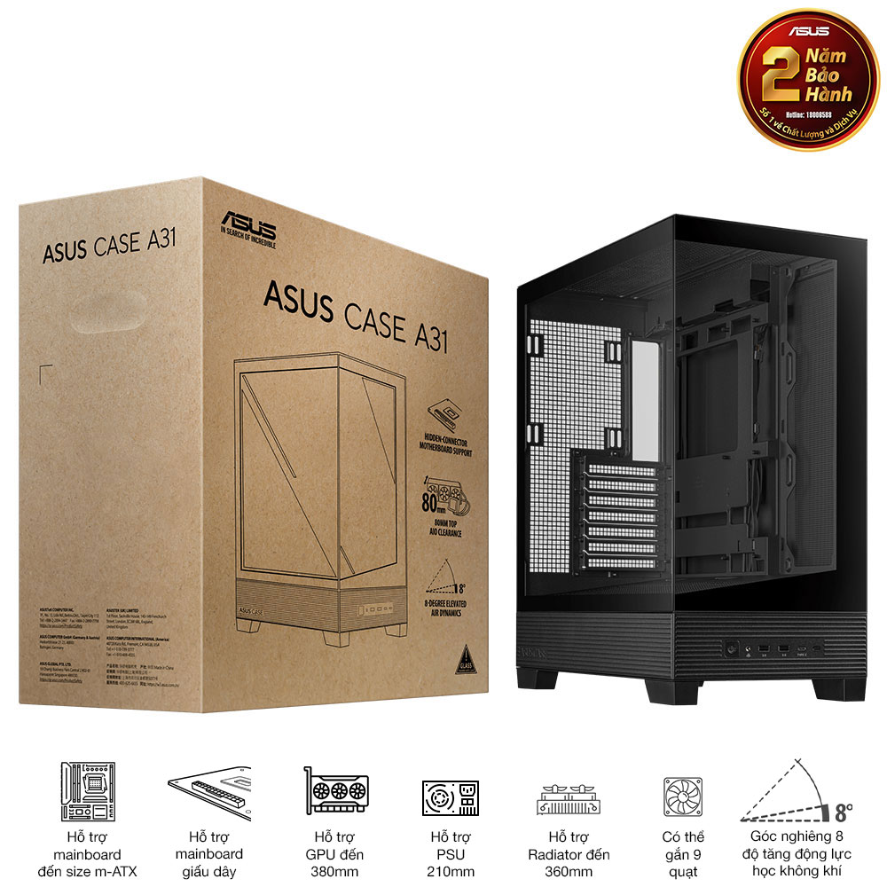 Vỏ máy tính Asus A31 TG BLACK (Mid Tower/ ATX/ Đen)