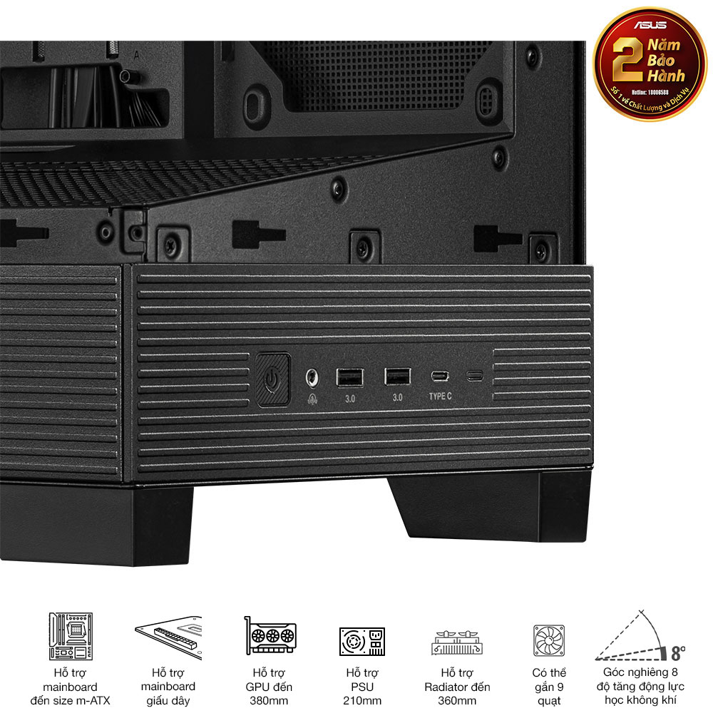 Vỏ máy tính Asus A31 TG BLACK (Mid Tower/ ATX/ Đen)