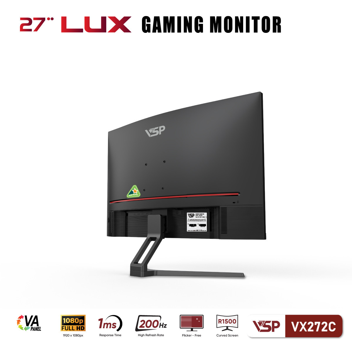 Màn hình cong VSP VX272C (27inch/ VA/ FHD/ 200Hz/ 1ms/ Freesync)