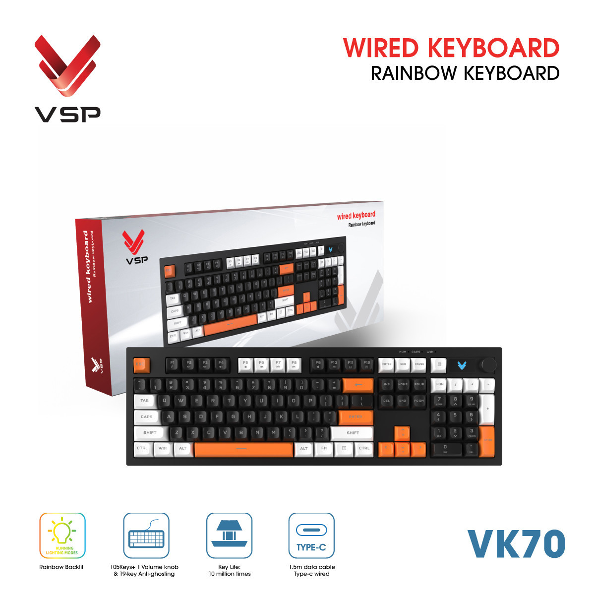 Bàn phím có dây VSP VK70