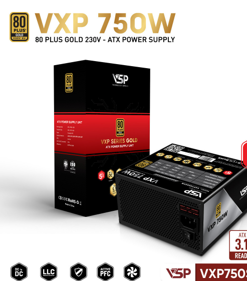 Nguồn VSP VXP750SGVN - 80 Plus Gold - 750W - Straight Line