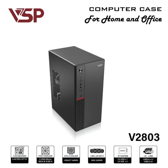 Vỏ thùng VSP V2803 cổng USB 3.0 (M-ATX/I-ATX)