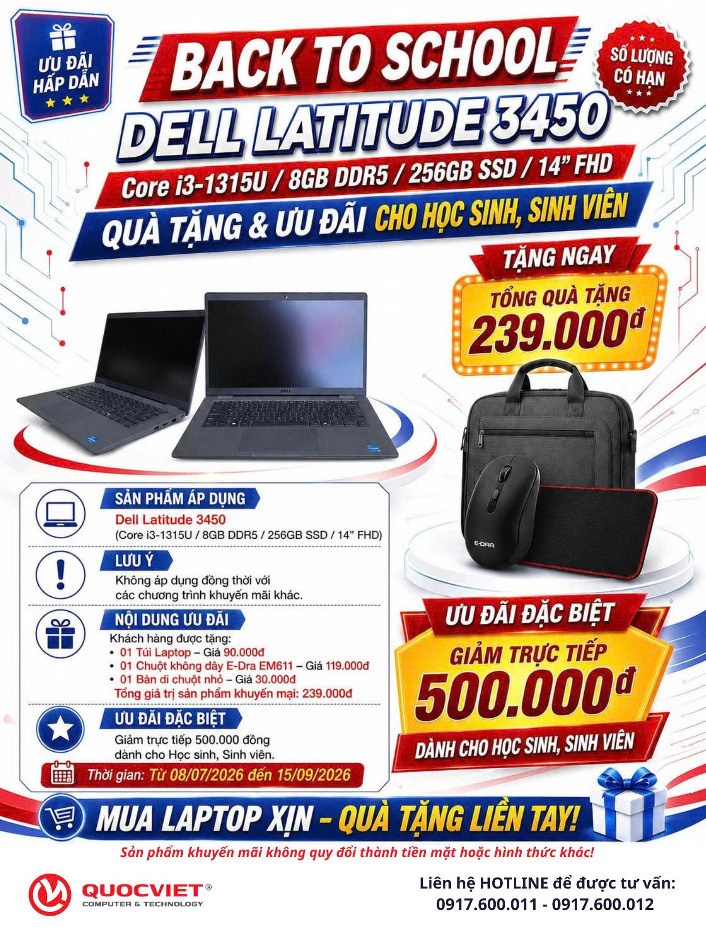 Máy tính xách tay Dell Latitude 3450 (i3-1315U/256GB SSD/ 8GB DDR5/14 FHD/W11PRO/GRAY/NK)