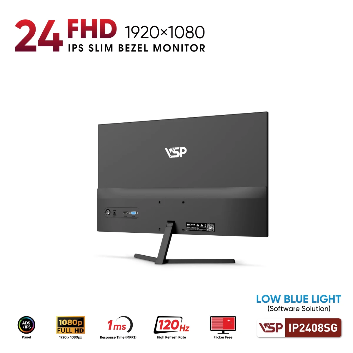 Màn hình VSP IP2408SG (24 inch / IPS / FHD / 120Hz / 1ms) Black