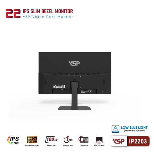 Màn hình VSP IP2205F 21.5 inch FHD/ IPS/ 120Hz/ 1ms/ HDMI + VGA/ Black