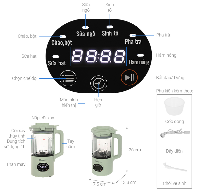 Máy xay sữa hạt Kangaroo KGHB1G