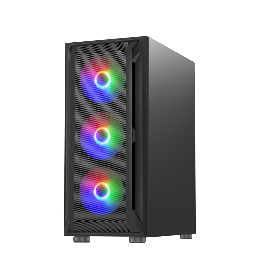 Vỏ thùng KENOO ESPORT AF302 - 3F - Màu Đen (Mid Tower/ ATX)