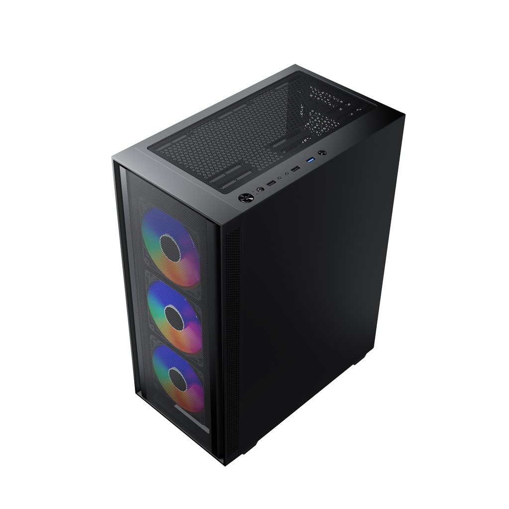 Vỏ thùng KENOO ESPORT AFT240 - 3F - Màu Đen (Mid Tower/ ATX/ Đen)