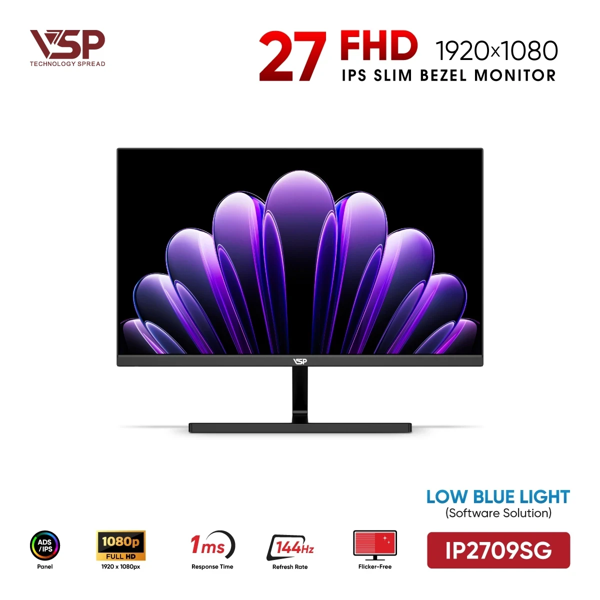 Màn hình VSP IP2709SG (27 inch - IPS - FHD - 144Hz - 1ms) Black