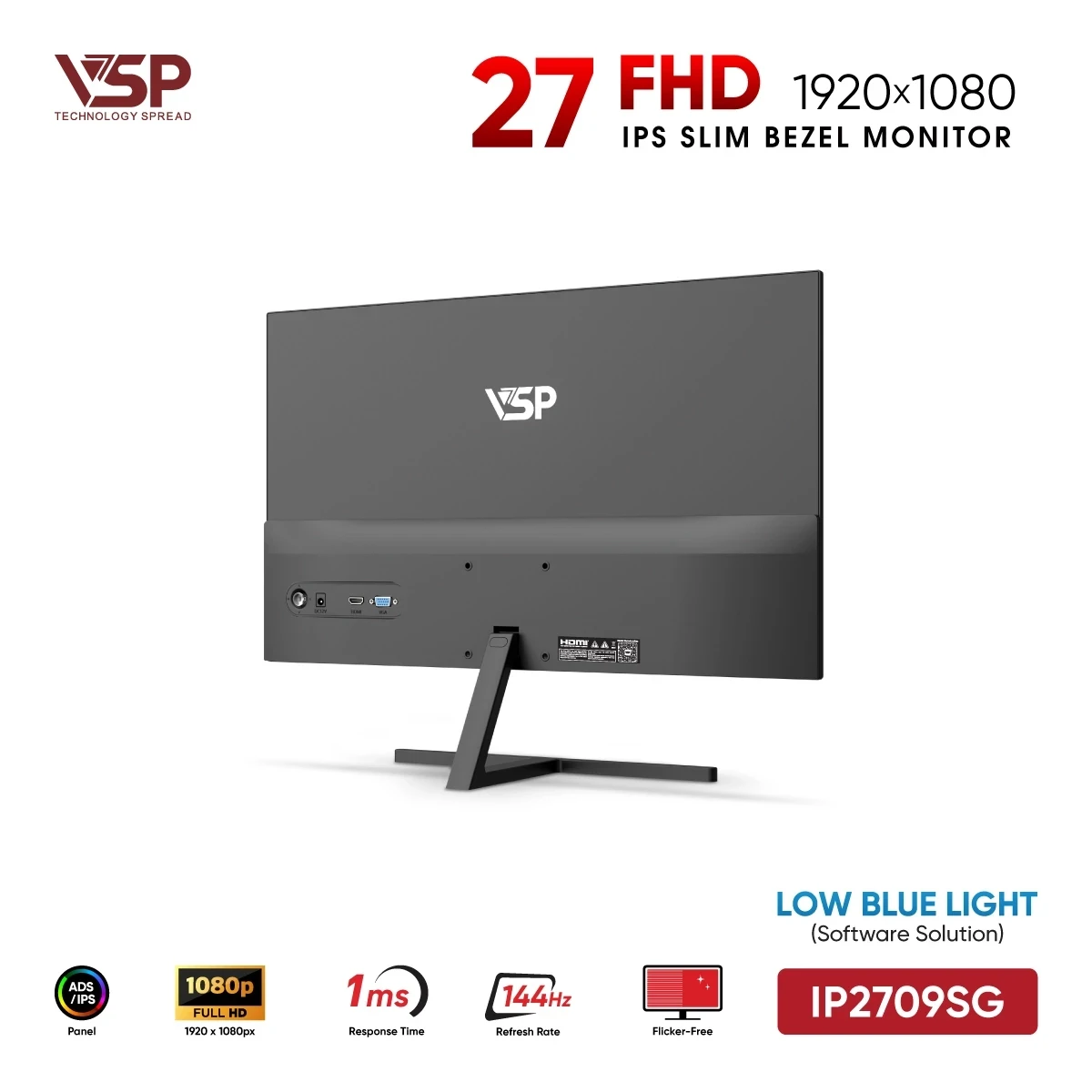 Màn hình VSP IP2709SG (27 inch - IPS - FHD - 144Hz - 1ms) Black