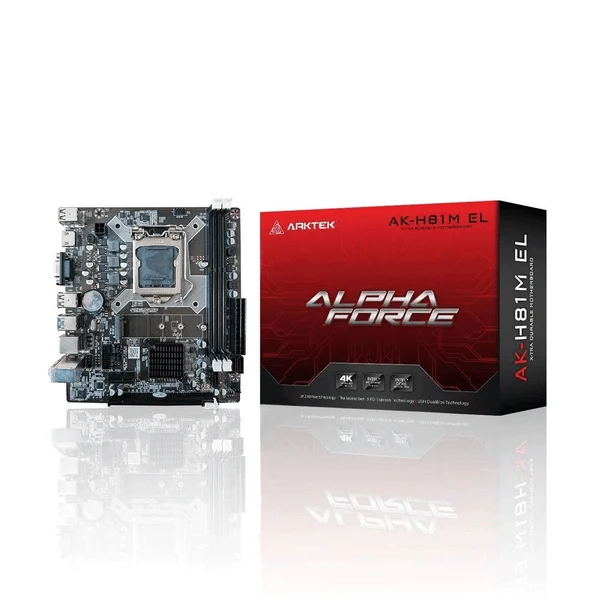 Bo mạch chủ ARKTEK SK 1150 H81M EL (VGA, HDMI, M.2 Sata/ NVMe, LAN 100Mbps, 2 khe RAM DDR3
