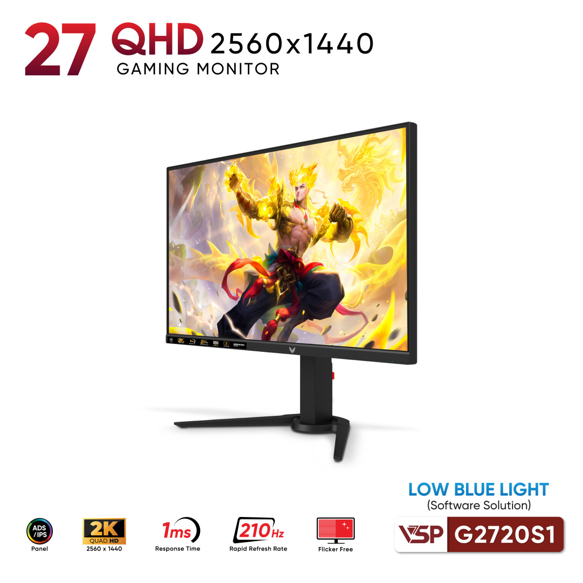 Màn mình Gaming VSP G2720QS1 (27inch/IPS/2K QHD/210Hz/1ms)