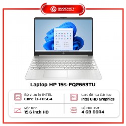 Laptop HP 15s-fq2663TU 6K796PA (i3-1115G4/4GB/256GB/15.6HD/3 Cell/W11 Home 64/Silver/1Y)