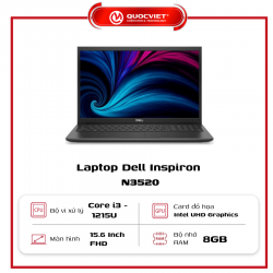 Laptop Dell Inspiron N3520 i3U082W11BLU Carbon Black Core i3 1215U/ 8GB/ 256GB SSD/ 15.6FHD/ Win11