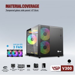 Vỏ case VSP V300 Black (kèm 3 fan led) 