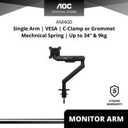 AOC AM400 C-Clamp and Grommet Desk-Mount Single Monitor Arm - for monitors 17"-34" and weight 2 to 9kg ( đơn )