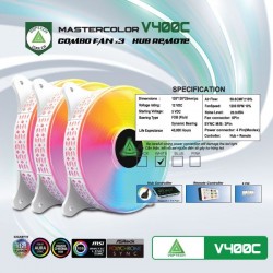 Bộ fan led 3 fan RGB V400C Trắng