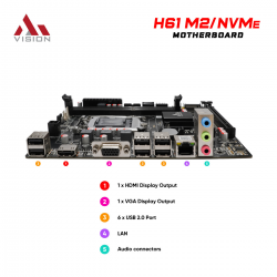 Bo mạch chủ AIVISION H61 M.2/NVMe socket 1155 Pentium/ Celeron