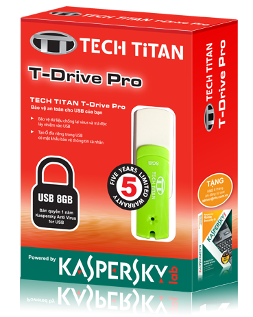 USB 8GB Tech Titan chứa phần mềm diệt virut kaspe