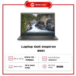 Laptop Dell Inspiron 3501 Core™ i3-1115G4 3.0GHz, 256GB SSD, 8GB, 15.6 FHD. Win 10, Cảm ứng, Black NK 